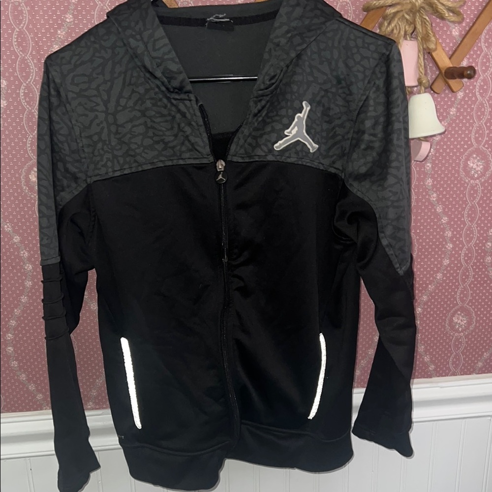 Jordan reflective Black and Gray Hoodie with Logo